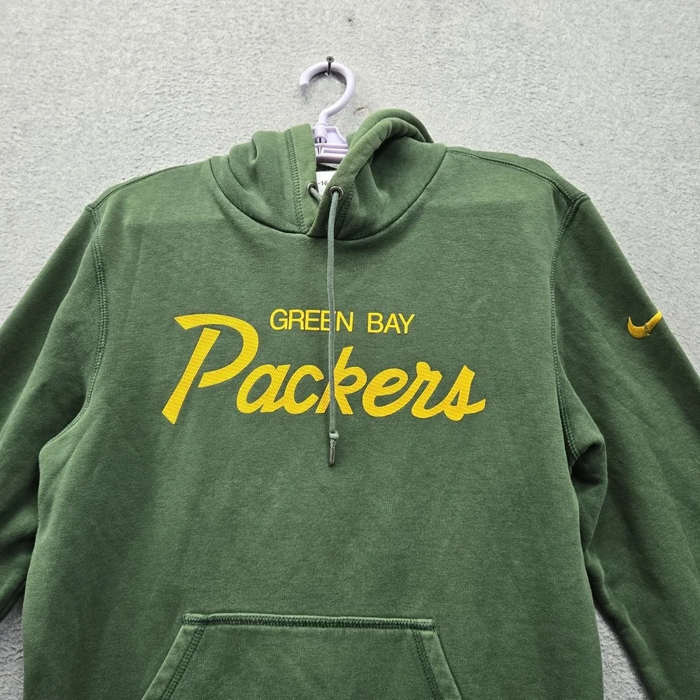 Green Bay Packers Men Hoodie M Green Nike Swoosh Team Logo Fleece Pullover